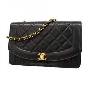 Chanel Diana Shoulder Bag, Chain Lambskin, Black, Women's